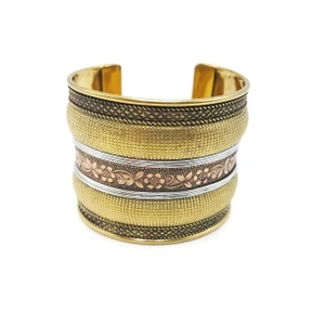 Brass Cuff Bracelet Assorted Design Gypsy Boho Bracelets Set of 6