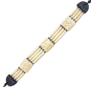 Helen Buffalo Bone Choker with Elephant Carvings in Leather Binding 