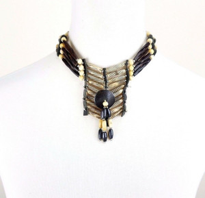 Yasti Buffalo Bone Choker with Multi Layer Pendant