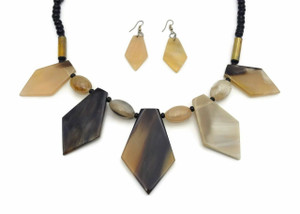 Waka Buffalo Horn Necklace and Earrings Set