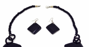 Svana Buffalo Horn Necklace Set Pendants Handmade Carved Squares