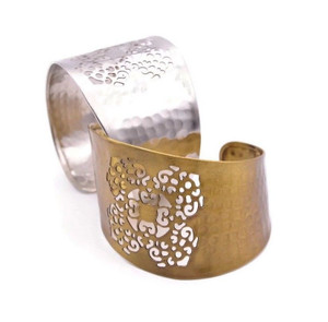 Rashida Egyptian Brass Cuff with Perforated Filigree Design