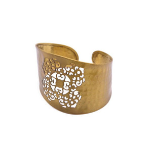 Rashida Egyptian Brass Cuff with Perforated Filigree Design