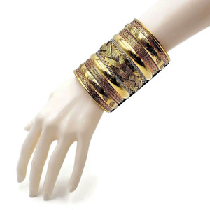 Fashion Brass Cuff Bracelet Natural Patina Ethnic Tribal Brass Jewelry 4"