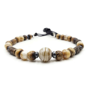 Sula Buffalo Bone Choker with Hair Pipe and Wood Beads 
