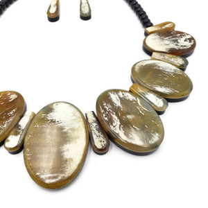 Ovia Buffalo Horn Bib Necklace and Earring Set