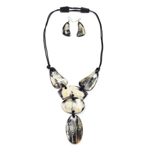 Simone Genuine Buffalo Horn Y Necklace  with Matching Earring