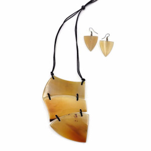 Jada Handmade Buffalo Horn Pendant and Matching Earrings