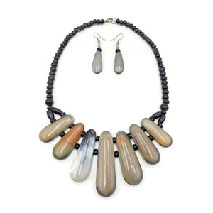 Zenia Fashionable Statement Bubble Bib Necklace and Matching Earrings
