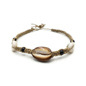 Luna Cowrie Shell Hemp Choker with Bone Beads