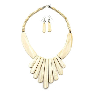 Fashion Vintage Buffalo Bone Necklace Earring Set Tribal Jewelry Ethnic Jewelry