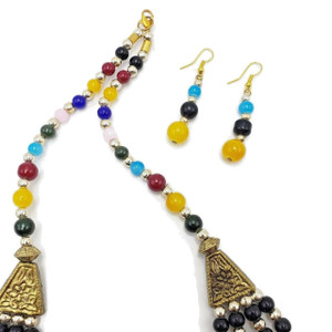 Chameli Fruity Beads Bib Statement Necklace  and Earrings Set