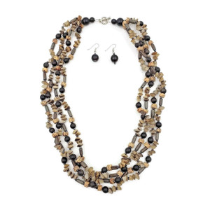 Sakari  Multi Strand Bead Necklace with Earrings