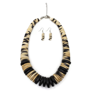 Orenda Wooden Disc Necklace and Earrings Set