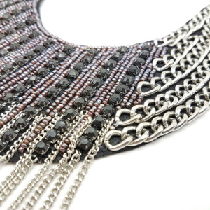 Indie Fringed Leather Bib Necklace