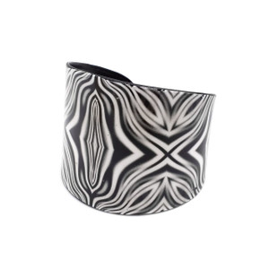 Celeste Boho Gypsy Bohemian Metal Cuff Bracelet in Black and White Trippy Design