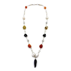 Avery Natural Agate Stone Hand-Wrapped Wire Shaped Necklace
