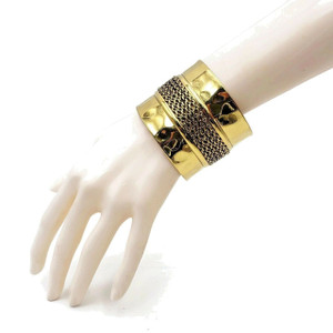Kezia Gold Plated Brass Cuff with Chain Details