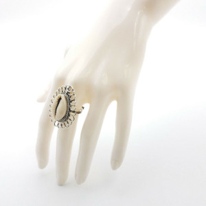 Natural Cowrie Shell Finger Ring Boho Surfer Beach Tribal Jewelry Silver Plated