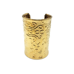 Imena Gold Plated  Cuff with Hammered Filigree Design