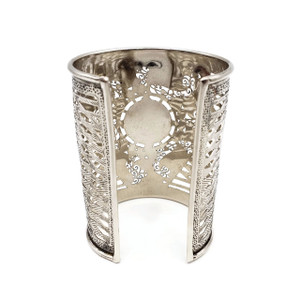 Fila Ornate Brass Cuff Bracelet | Silver