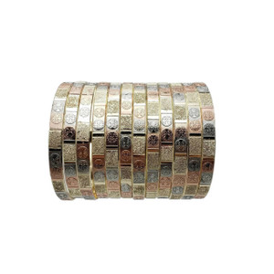 Samiya Three Tone Bangle Set with San Benito Coin Accents