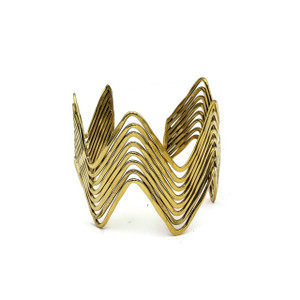  Folami Gypsy Style Fashion Multi Layer Zigzag Gold Plated Brass Cuff 