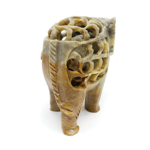 Carved Soapstone Elephant with Calf Inside