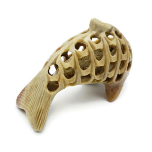 Carved Soapstone Dolphin with Pup Inside