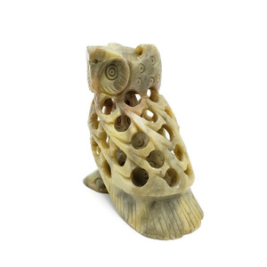 Carved Soapstone Owl with Owlet Inside