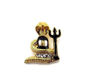 Shivling Lingam Pendant Trishul Ganesh Om Necklace Pendant Gold Plated CZ Stone