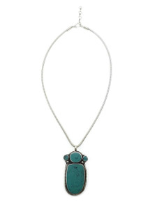 Zalika Classic Silver Plated Necklace with Resin Turquoise Pendant 