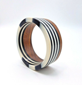 Safiya Layered Resin and Wood Bangles - Black & White
