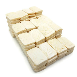 White Carved Bone Beads Jewelry Making Ivory Color 24 Pc Fashion Jewelry