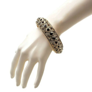 Charita Chunky Gold Plated Bollywood Wedding Jewelry Bangle with Rhinestones