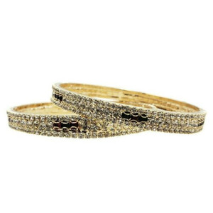 Anika Bollywood Wedding Gold Plated Bangle with Rhinestones - 2pc Set