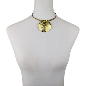 Hatho Hammered Brass Necklace & Earrings Set