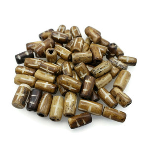 Carved Bone Beads Buffalo Bone Hair Pipe Beads Dark Tea Stained Color .5" 50pc