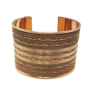 Abeni Chunky Copper Plated Cuff with Copper Wire Design