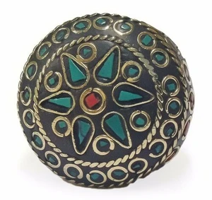 Ashanti Terracotta and Mosaic Sultani Ring - Green & Red