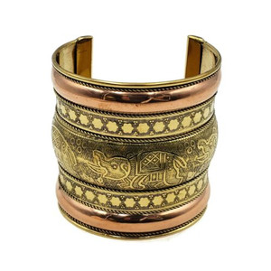 Zalena Ornate Brass Cuff Gold Ethnic Cuff Bracelet