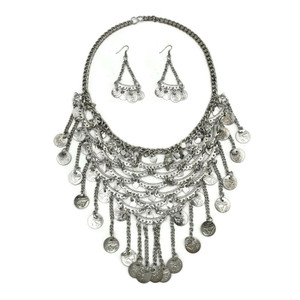 Taleisha Frilled Silver Plated Coin Necklace