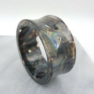 Clear Resin Bangle With Floating Abalone Chips