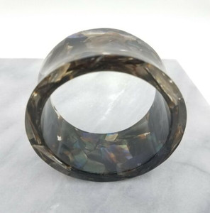 Clear Resin Bangle With Floating Abalone Chips