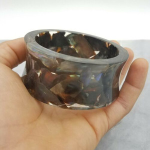 Clear Resin Bangle With Floating Abalone Chips