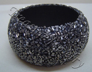 Wood Bangle With Seed Beads BA221723bk