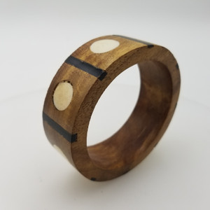 Handcrafted Wooden Bangle With Bone Horn Inlay 1'