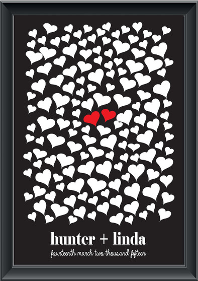 Personalised Middle Hearts Guestbook