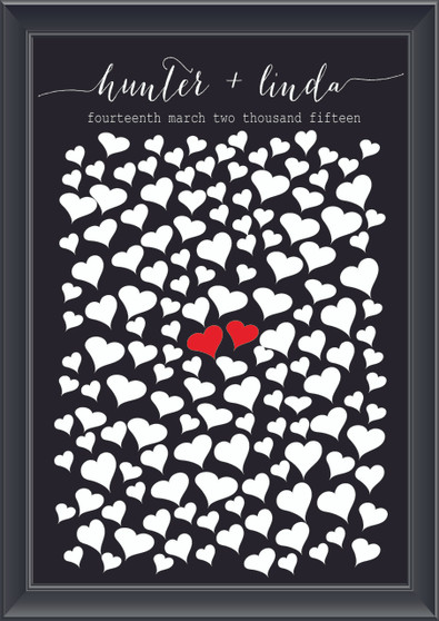 Personalised Middle Hearts Guestbook (Modern)