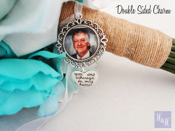 Double Sided Round Bouquet Photo Charm - Chandon Design